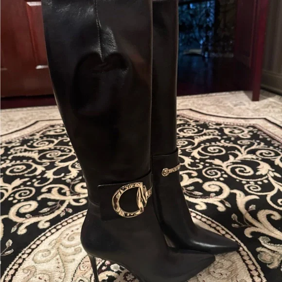 New Gucci Elegant Black Knee-High Women's Boots Size 38 - Picture 5 of 6